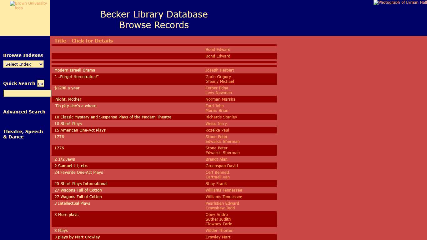 Browse Records - Becker Library Database